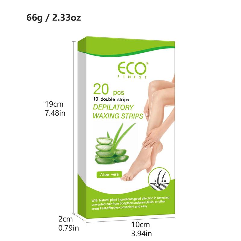 Aloe Vera Depilatory Waxing Strips, 20pcs box Hair Removal Wax Patches for Legs Body Hand, Personal Care Products for Women