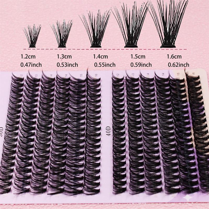 Mixed D Curl Cluster Lashes, 1 Box Individual False Eyelashes, 30D& 40D Natural Curling Eyelashes for Lash Extensions, False Eyelashes for Women and Girls Eye Makeup Enhancement, Christmas Gift