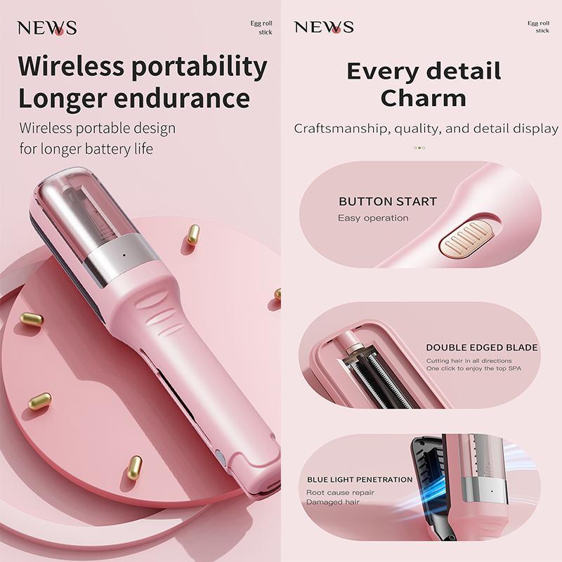 2 in 1 Rechargeable Portable Electric Hair Clipper, Split Ends & Frizz Trimmer Tool for Christmas Gift, Dry & Wet Straightening and Curling Hair Dual-purpose