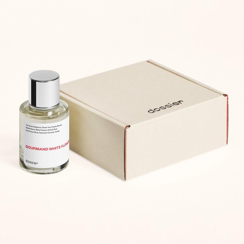 Gourmand White Flowers, Dossier, Women, 50ml-100ml, Eau De Parfum, Bergamot, Green Tea, Freesia, Berries, White Flowers, Orchid, Rose, Caramel, Vanilla, Musk, Patchouli