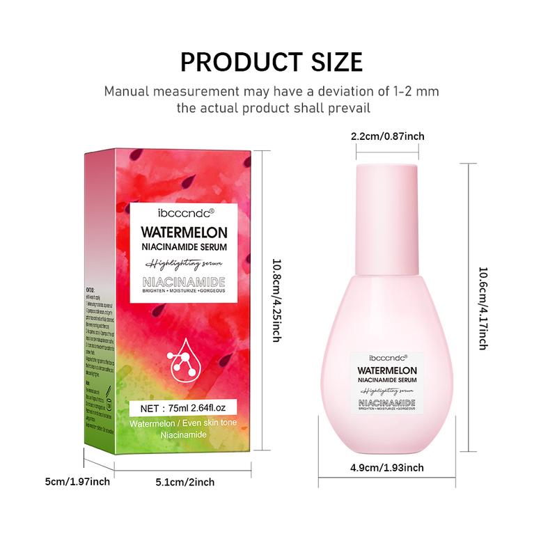 75ml Watermelon Nicotinamide Serum,1 2 Counts Pore Shrinking & SkinBrightening Essence, Moisturizing FacialSerum for Women & Girls