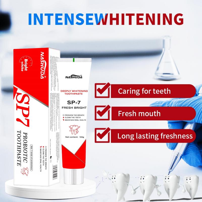 NASHUDA SP-7 Probiotic Toothpaste EnhancedFormula Balances The OralMicrobiome, Removes Stains, AndProvides Long-lasting Fresh Breath