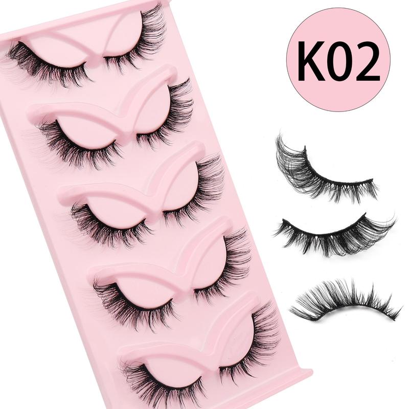 3D Fluffy False Eyelashes, 5 Pairs Natural Curling Wispy Faux Cluster Lashes, Volumized False Eyelashes for Women and Girls Eye Makeup Enhancement, Christmas Gift