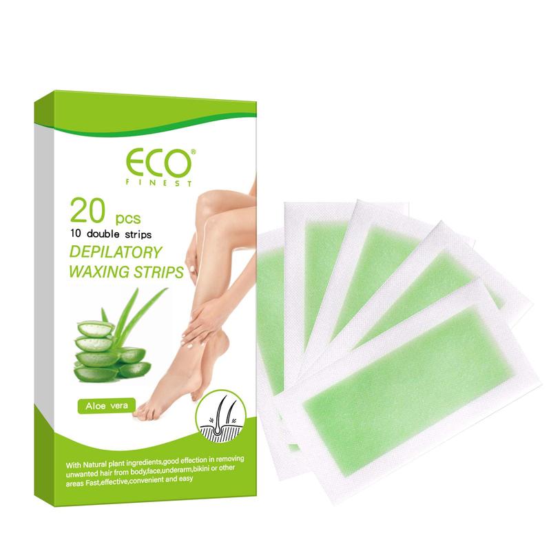 Aloe Vera Depilatory Waxing Strips, 20pcs box Hair Removal Wax Patches for Legs Body Hand, Personal Care Products for Women