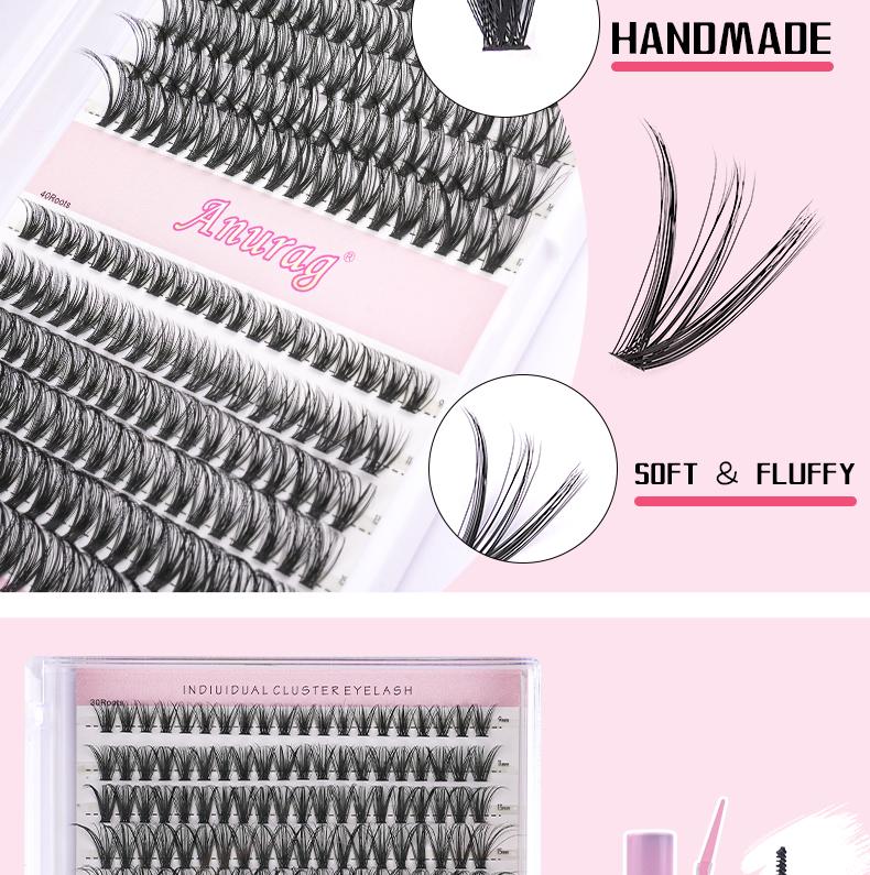 Fluffy Eyelash Bundle Fluffy 9-16mm Eyelash Bundle Extensions 30+40D Thick Volume Individual Eyelash D Curl Eyelash Bundle 240pcs DIY Eyelash Extensions,Applicator Tool,Super Keeps Eyelash Bundle Bonded and Sealed, Cosmetic Makeup Mascara Eyelashes