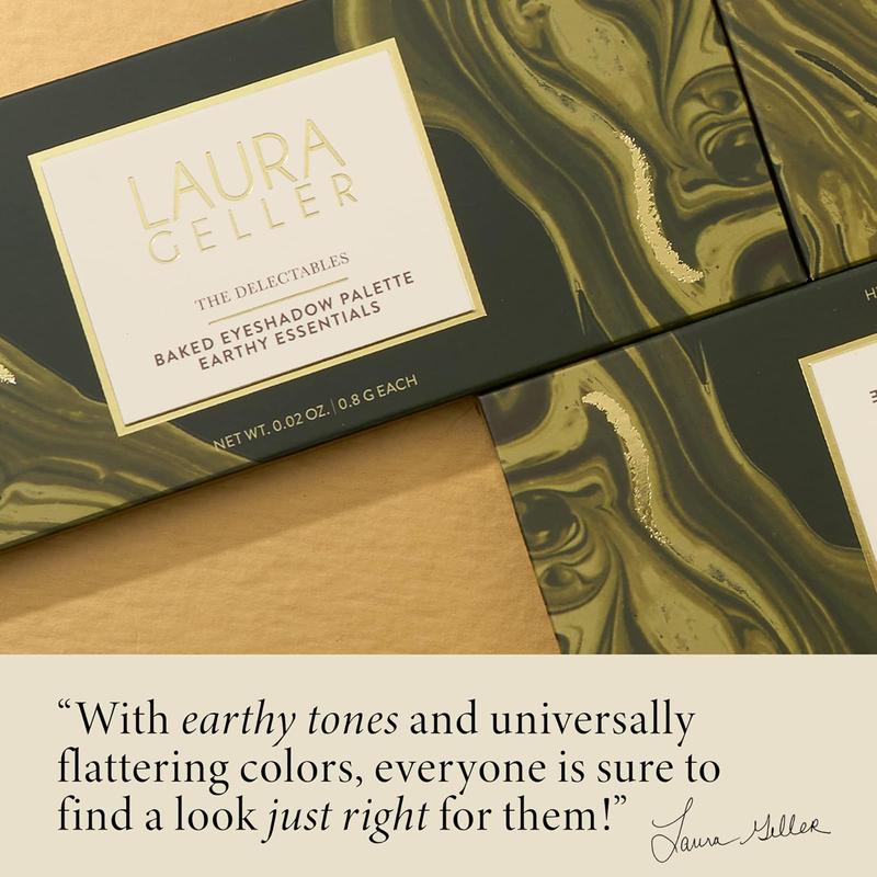 LAURA GELLER NEW YORK The Delectables Earthy Essentials Baked Eyeshadow Palette | 14 Pigmented Eyeshadows Blendable Natural Look