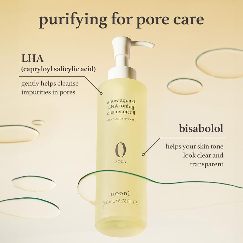 Nooni Korean Cleansing Oil for Pore Care and Makeup Removal | LHA Cleansing Oil (Korean Skincare Facial Cleanser and Makeup Remover) Flower Pack Peel Salicylic Acid