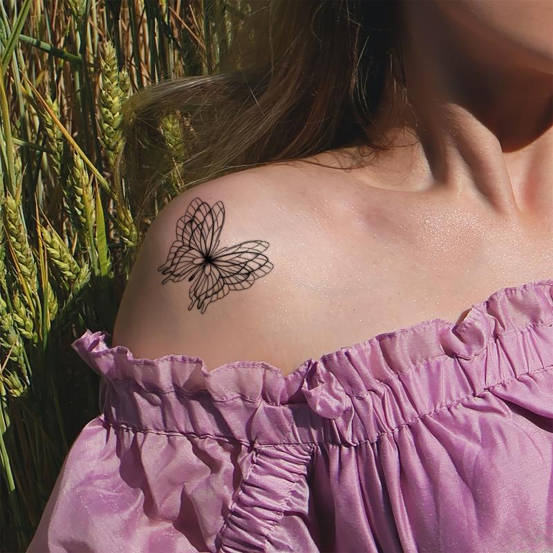 Dark Sweet and Spicy Double Butterfly Temporary Tattoo Sticker-Body Cosmetics-Rectangle Shape