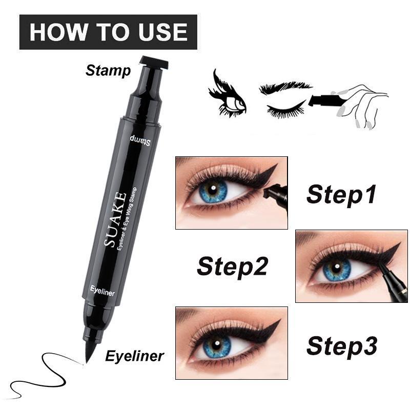 2 in 1 Double-headed Waterproof Eyeliner, Sweat Proof Fine Tip Eyeliner Pens, Quick Drying Eyeliner with Flexible Tip & Comfortable Grip, Eye Makeup Tool