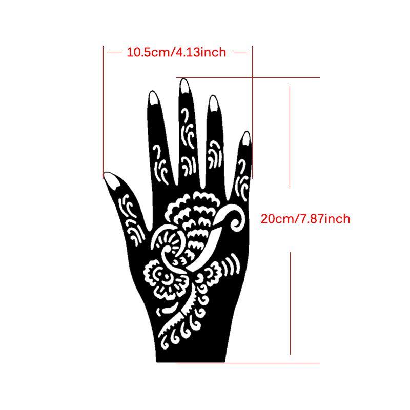 Flower Pattern Hand Tattoo Stencils, 8pcs Creative Hollow Templates, Body Art Decorations For Men & Women