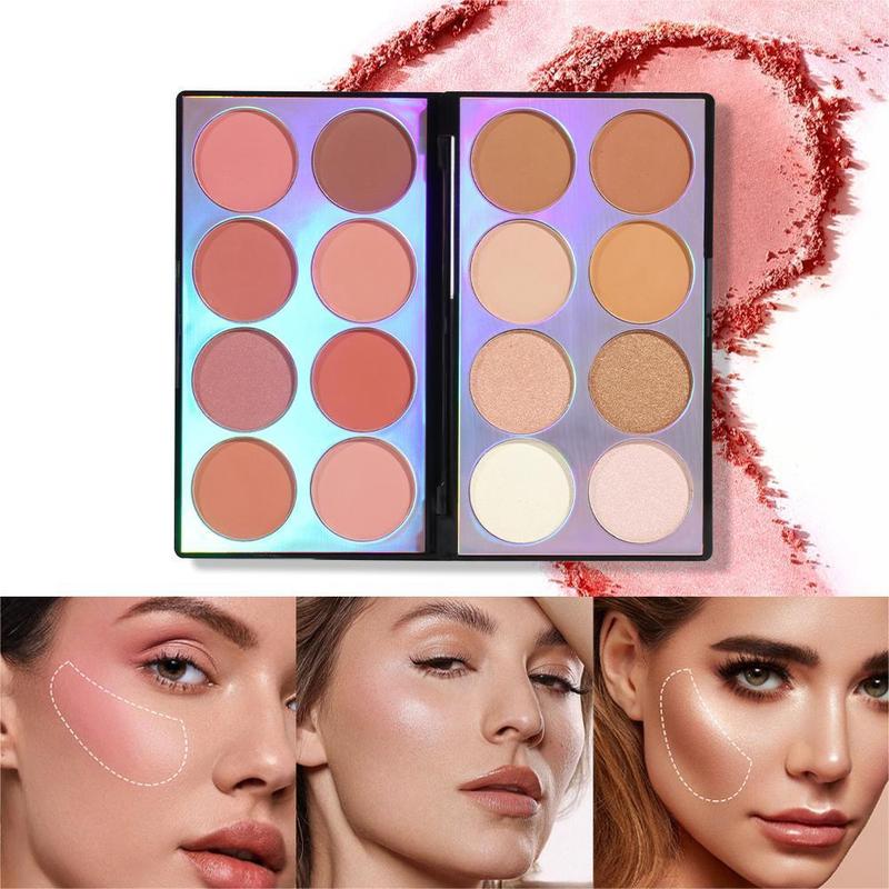 Matte Blush Contour Palette, Face Brightening, No Smudging, Cheek Contour Blush Powder, Natural Blush for Daily Makeup