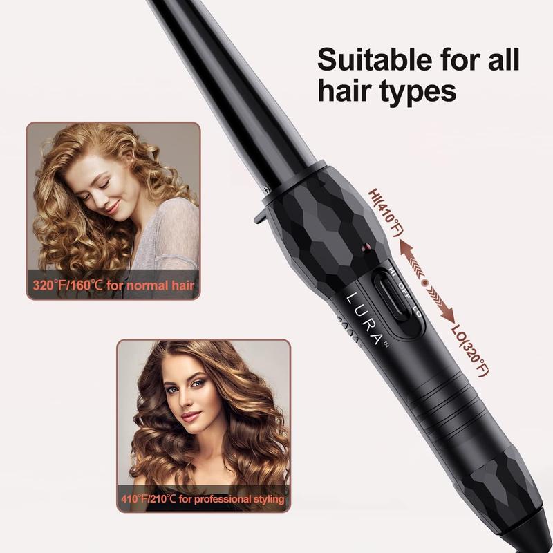 Ceramic Tourmaline Coating Curling Wand, 1 2-1 Inch Barrel Hair Curler with 2 Heat Setting (320 410℉), Suitable for All Hair Types Comfort