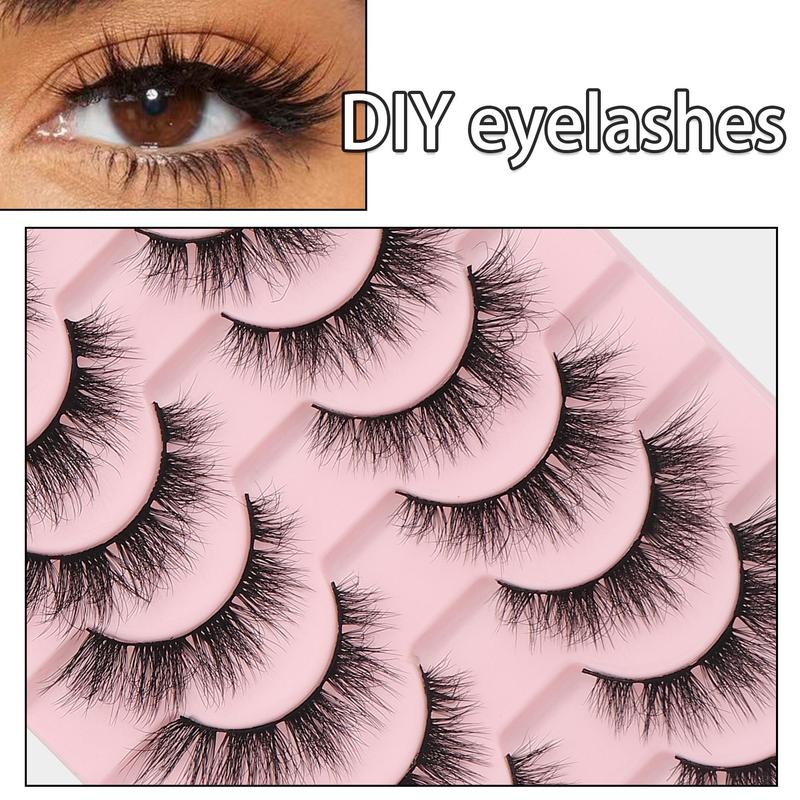 3D Natural False Eyelashes, 10 Pairs Wispy Faux Cluster Lashes, Volumized False Eyelashes for Women and Girls Eye Makeup Enhancement, Christmas Gift