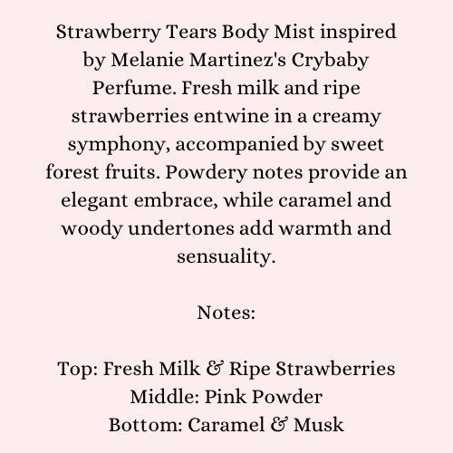 3.4 oz Strawberry Tears Body Mist or Bundle of the Mist, body oil & perfume oil