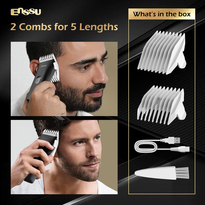 ENSSU Hair Clippers, Waterproof Men Body Hair Trimmer, Cordless Hair Cutting Kit for Head, Rechargeable Home Barber Haircut Trimmer (Note!! Do not use on intimate areas)