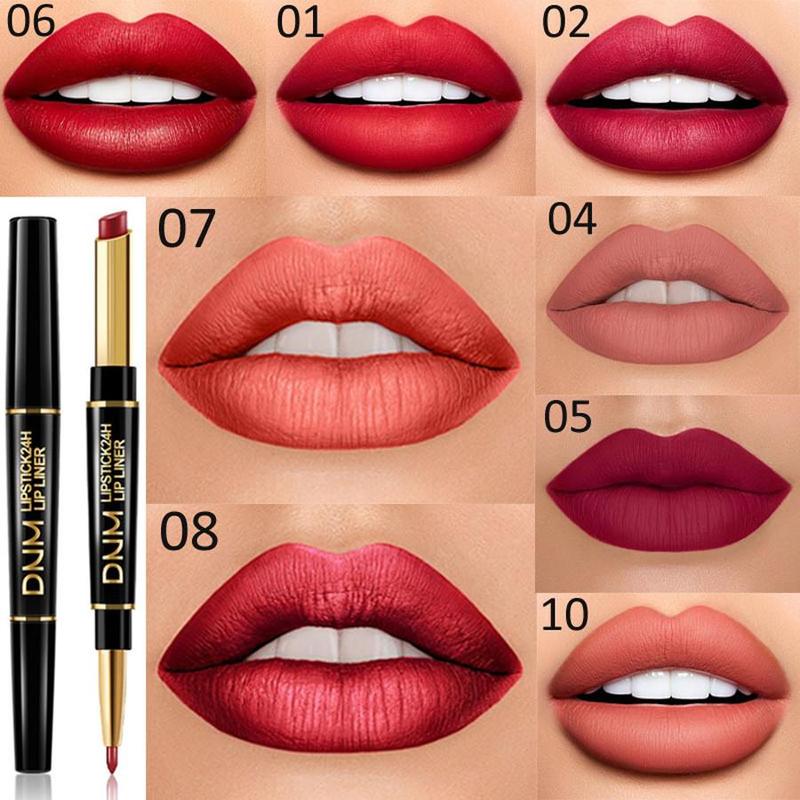 Double-ended Non-stick Cup Long Lasting Lipstick Lip Liner, 1 Count High Pigmented Waterproof Lip Liner, Lip Makeup Tools for Daily Use