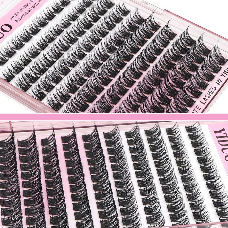 Fluffy Curling False Eyelashes Kit, 1 Box 5 Styles Mixed Length Cluster Eyelash Extensions & Tools, Wispy DIY Lash Extensions Kit for Women & Girls, Christmas Gift