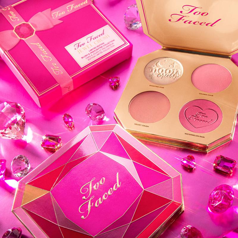 Too Faced Jewel Crush Blush & Highlighter Face Palette – Shimmer & Matte Makeup Gift