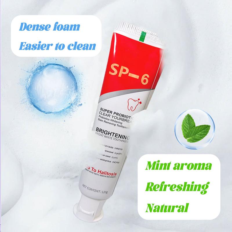 SP-6 Toothpaste Remove smoke stains, Oral Health Management,Fresh Breath,Probiotic Toothpaste for Oral Health Management, with Sodium Saccharin and Lactobacillus,Hydroxyapatite, Whitening Toothpaste