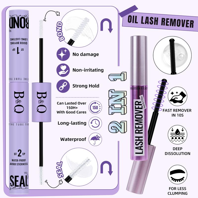 B&Q LASH l Fairy Manga Lash Kit l Ultra-Thin Invisible Band with 144pcs Individual Lashes, C Curl for DIY Lashes Extension, Waterproof Long Lasting