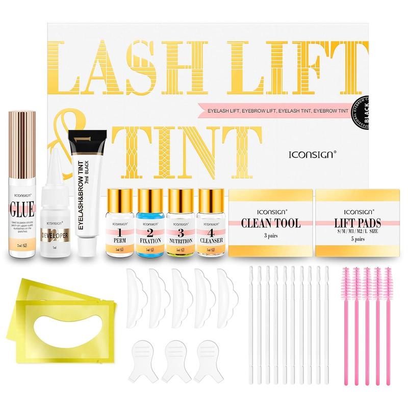 2 in 1 Lash & Brow Lift Kit, 1 Box Professional Eyelash & Eyebrow Set and Curling Eyelash Perm Kit, Complete Lash & Brow Transformation Kit for Home & Salon