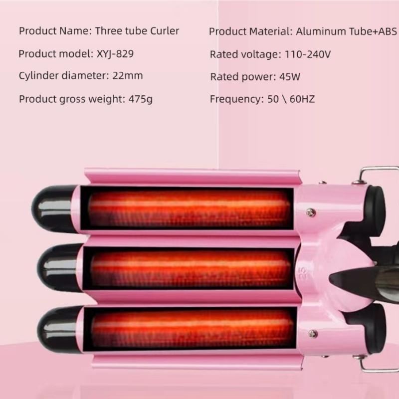 3 Barrels Hair Curler, 1 Box Adjustable Temperature 22mm Hair Curling Iron, Professional Hair Styling Tool for Women & Girls