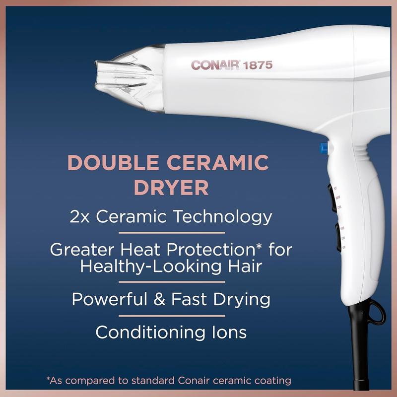 Double Ceramic Hair Dryer with Diffuser | Blow Dryer with Ionic Conditioning | Includes Diffuser and Concentrator