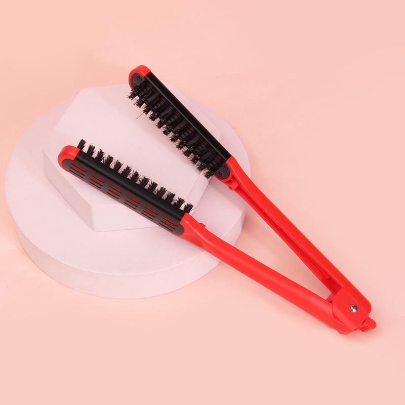 V-shaped Hair Straightening Comb, Heatless Hair Straightening Brush, Hair Styling Tool for Home & Salon Use