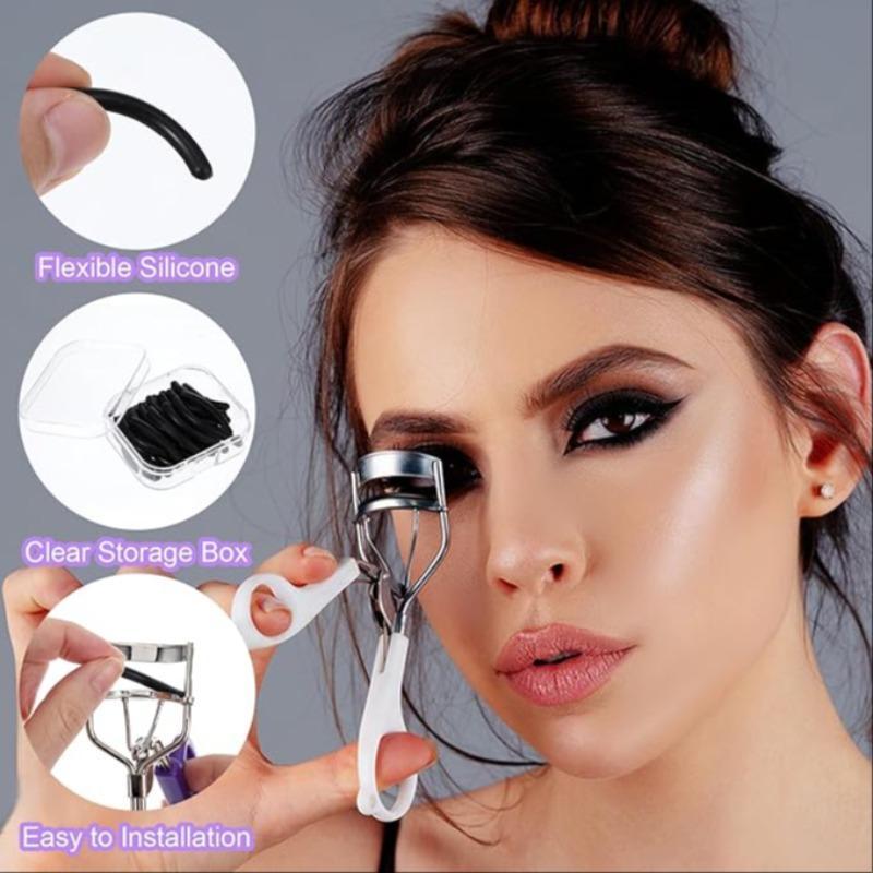 Eyelash Curler Replacement Pad with Storage Box, 24pcs box Flexible Silicone Eyelash Curler Replacement Strip, Makeup Accessories