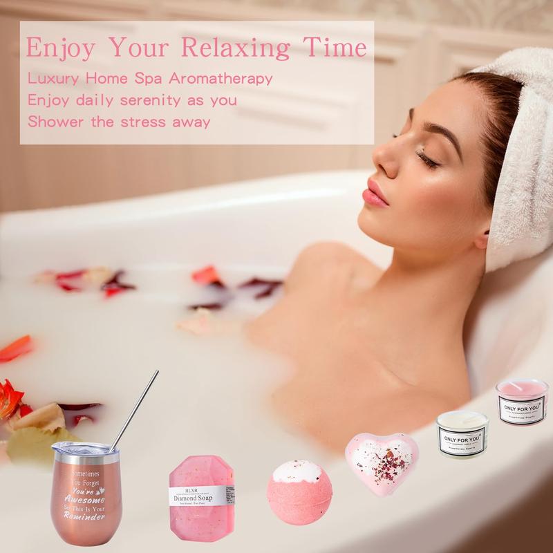 Christmas Bath Set Gifts for Women,Relaxing Spa Gift Basket Set with Tumbler Body Care Comfort