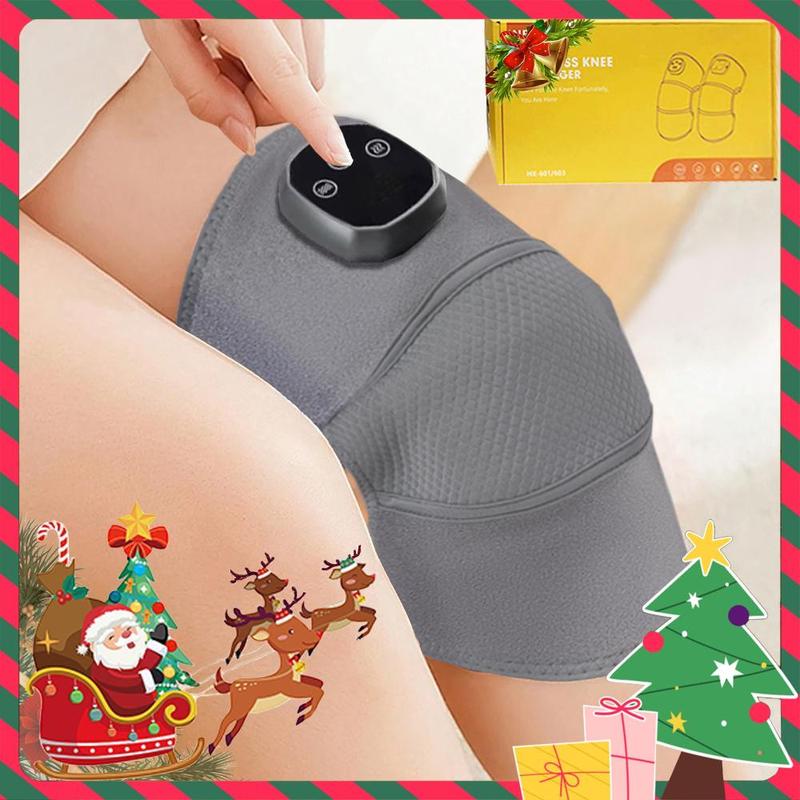 Electric Massage Knee Pad, USB Rechargeable Knee Massager with LCD Display, Portable Massager, Heated Vibration Knee Massage Tool for Home & Office Use, Christmas Gift