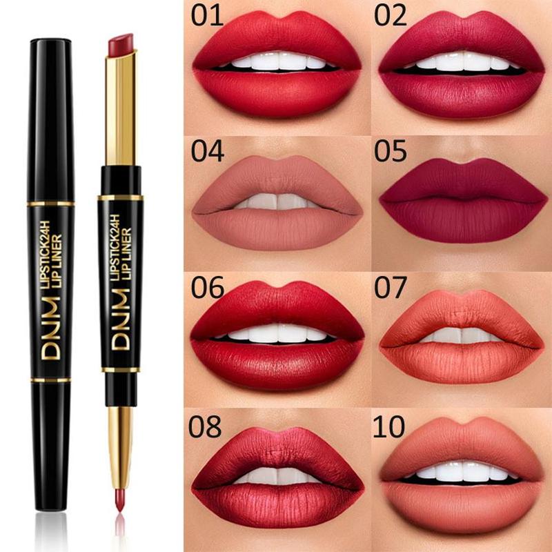 Double-ended Non-stick Cup Long Lasting Lipstick Lip Liner, 1 Count High Pigmented Waterproof Lip Liner, Lip Makeup Tools for Daily Use