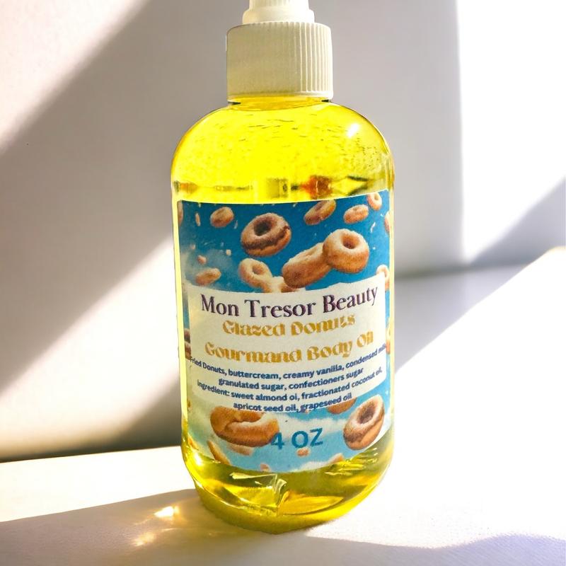 Glazed Donut Body Oil, moisturizer, hydrating, fried dough, condensed milk, creamy vanilla, buttercream, sugar, Womens body oil, Body Care, naturally hydrating, cruelty free Moisturizing Fragrance Scented