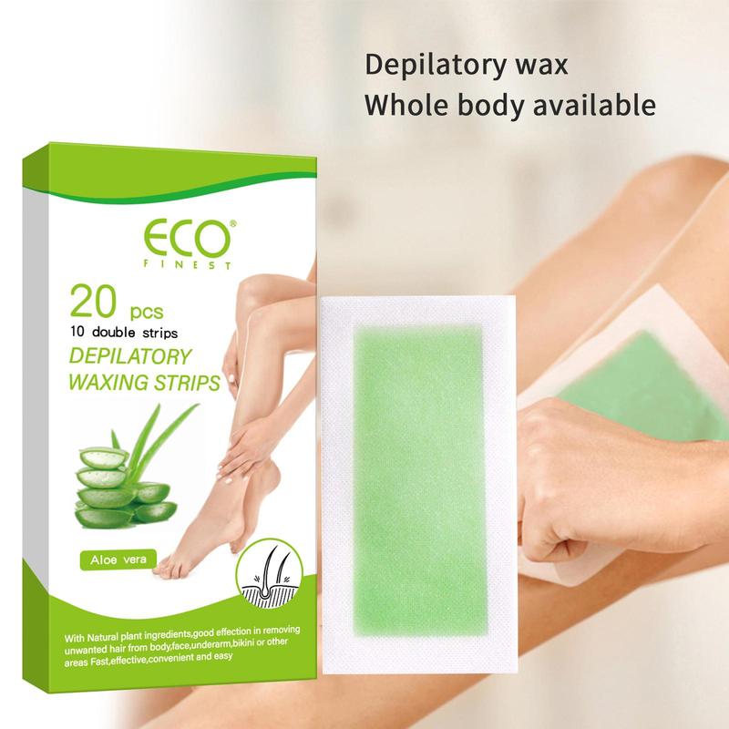 Aloe Vera Depilatory Waxing Strips, 20pcs box Hair Removal Wax Patches for Legs Body Hand, Personal Care Products for Women