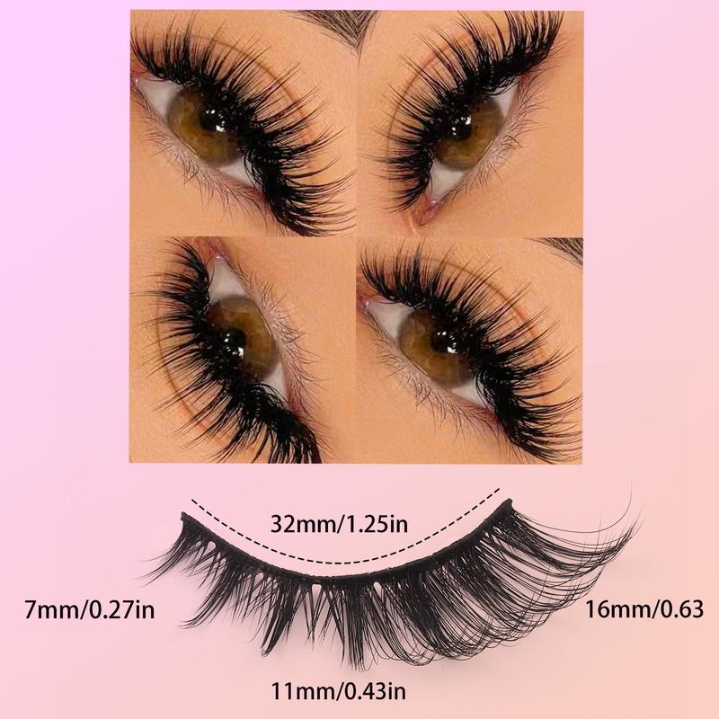 3D Fluffy False Eyelashes, 5 Pairs Natural Curling Wispy Faux Cluster Lashes, Volumized False Eyelashes for Women and Girls Eye Makeup Enhancement, Christmas Gift