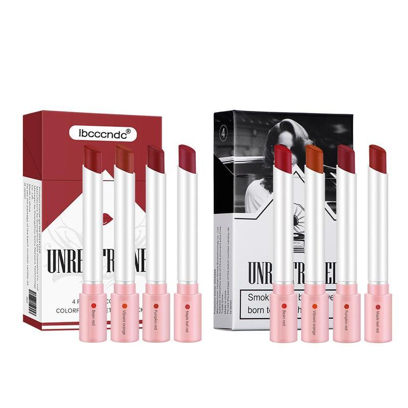 4-Count Long-Lasting Moisturizing Matte Lipstick Set - Easy Application, Sweat-Proof, Velvet Finish Lip Balm for All Occasions - Perfect for Girls & Women