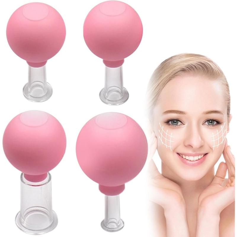 4 Pieces Silicone Cupping Set Glass Silicone Cupping Cups Massage Vacuum Suction Cupping Cups for Body Face Leg Arm Back Shoulder