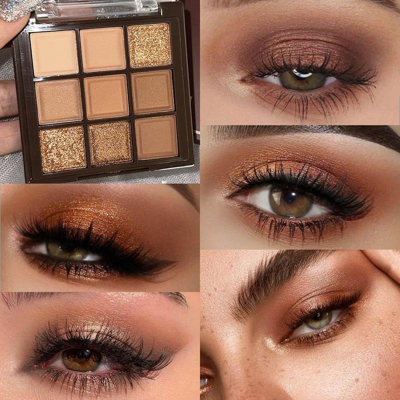 Rose Gold Dark Brown Colorful Neutral Eyeshadow Palette - 9 Color Matte Shimmer Natural Smokey Eye Palette - Cosmetic.