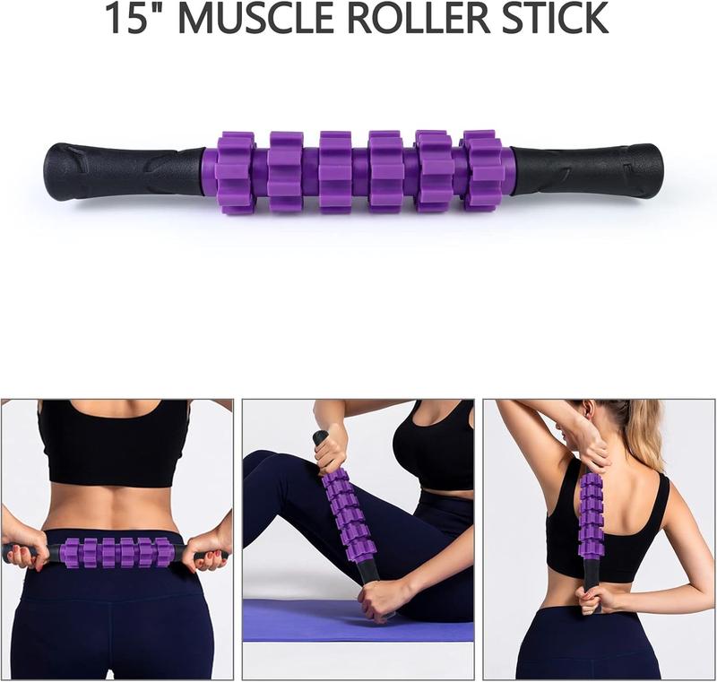 5 in 1 Foam Roller Set for Deep Tissue Muscle Massage, Patented Trigger Point Fitness Exercise Foam Roller, Massage Roller, Massage Ball, Stretching Strap, for Whole Body Care Comfort