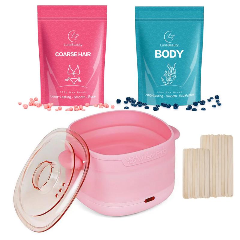 Professional Body Hair Removal Kit, 1 Set Hair Removal Waxing Kit Including Wax Beads & Wax Heater & Mixing Stick, Skin Care Products