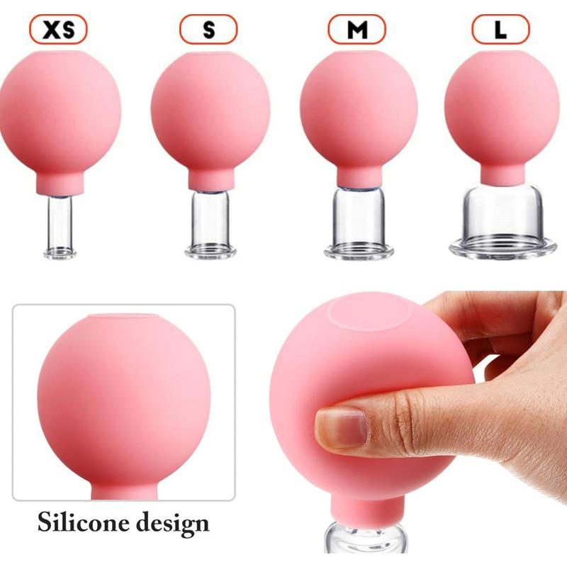 4 Pieces Silicone Cupping Set Glass Silicone Cupping Cups Massage Vacuum Suction Cupping Cups for Body Face Leg Arm Back Shoulder