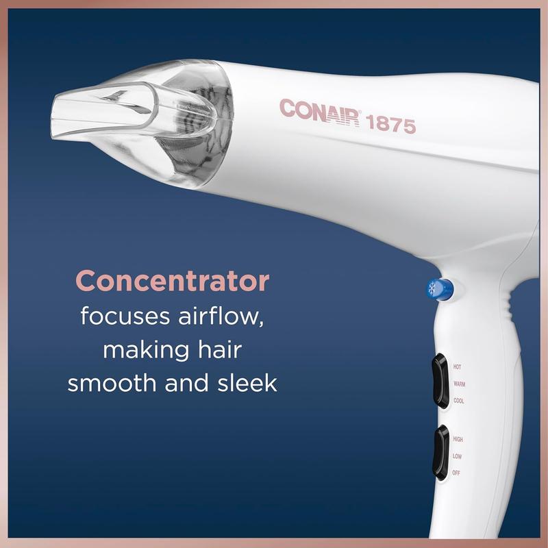 Double Ceramic Hair Dryer with Diffuser | Blow Dryer with Ionic Conditioning | Includes Diffuser and Concentrator