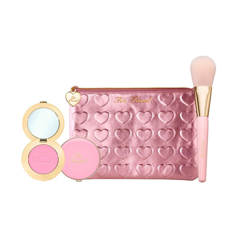 Too Faced Sweethearts Set: Blush, Bag & Brush - Cosmetic Makeup Gift 