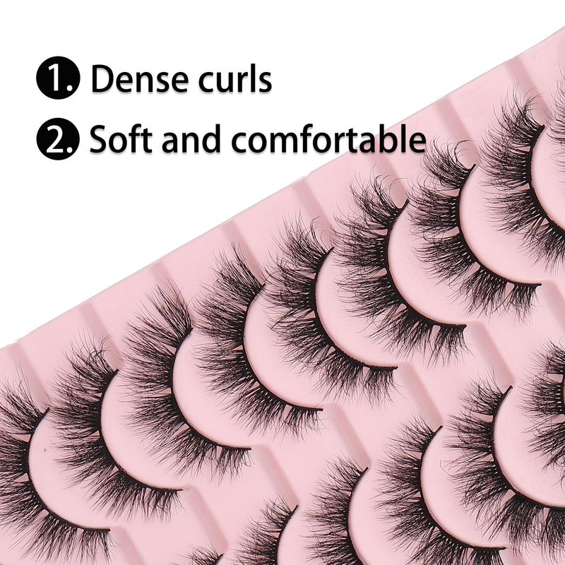 3D Natural False Eyelashes, 10 Pairs Wispy Faux Cluster Lashes, Volumized False Eyelashes for Women and Girls Eye Makeup Enhancement, Christmas Gift