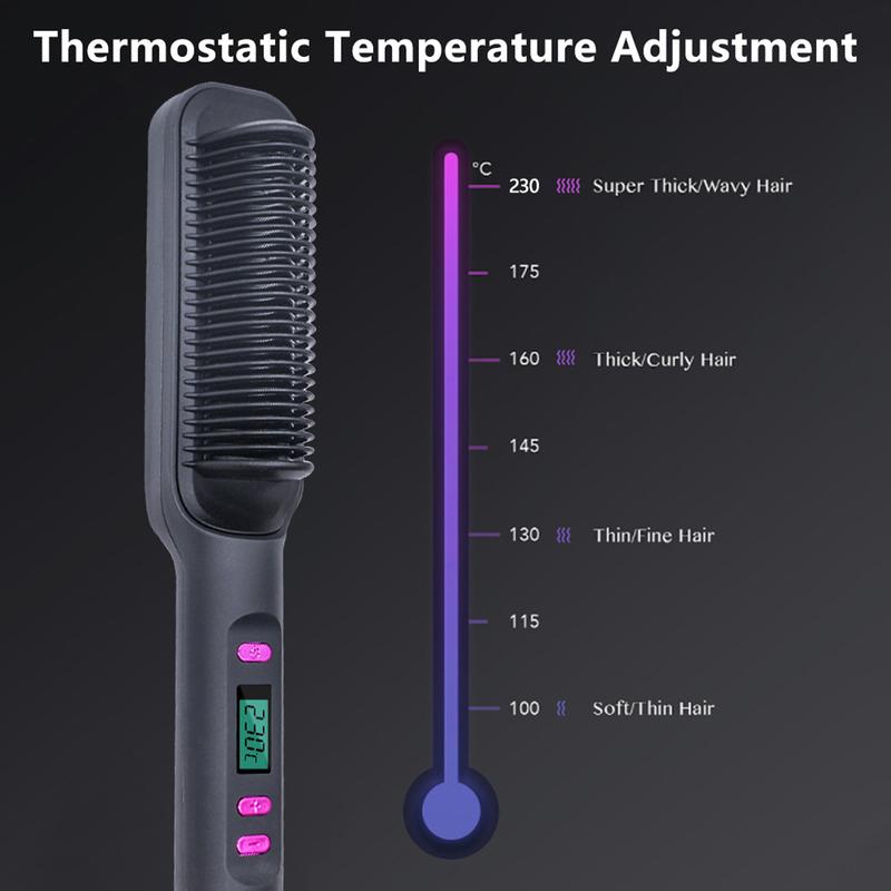 Hair Straightener Brush 2 in 1 Fast Heat Up Straightening Brush Professional Hair Styling Tool