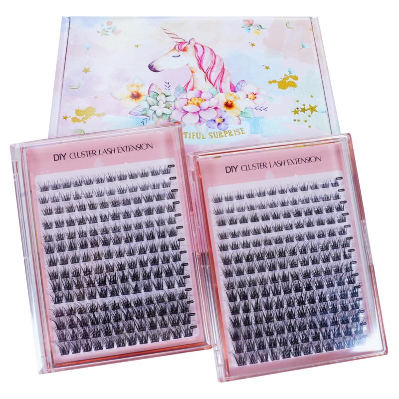 2 Boxes Natural Wispy Cluster Eyelashes Set C02 DIY Lash Extension at Home Individual False Lashes for Makeup