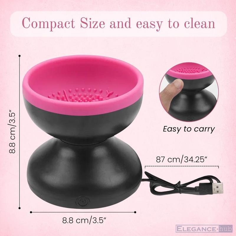 High Efficiency Electric Makeup Brush Cleaner, Auto Rotating Makeup Brush Cleaner Fits All Size Makeup Brushes