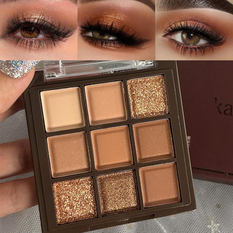 Rose Gold Dark Brown Colorful Neutral Eyeshadow Palette - 9 Color Matte Shimmer Natural Smokey Eye Palette - Cosmetic.