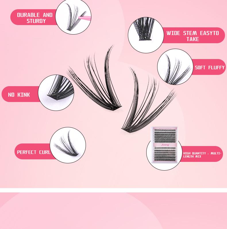 Fluffy Eyelash Bundle Fluffy 9-16mm Eyelash Bundle Extensions 30+40D Thick Volume Individual Eyelash D Curl Eyelash Bundle 240pcs DIY Eyelash Extensions,Applicator Tool,Super Keeps Eyelash Bundle Bonded and Sealed, Cosmetic Makeup Mascara Eyelashes