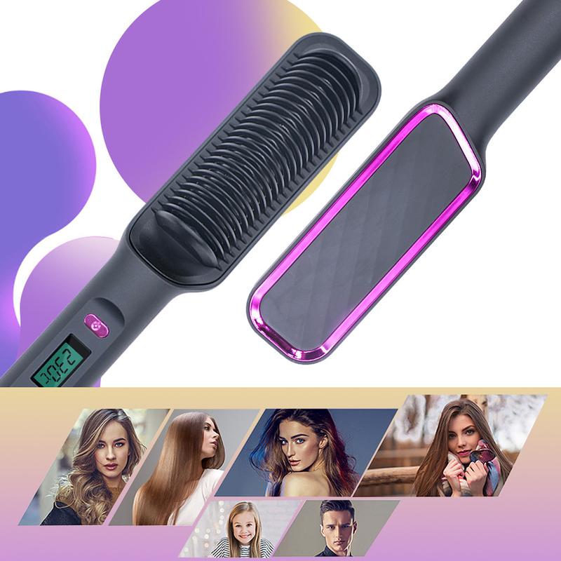 Hair Straightener Brush 2 in 1 Fast Heat Up Straightening Brush Professional Hair Styling Tool